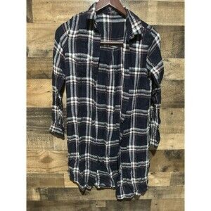 Silver Jeans Womens Blue Button Front Long Sleeve Plaid Shirt Medium Tunic
